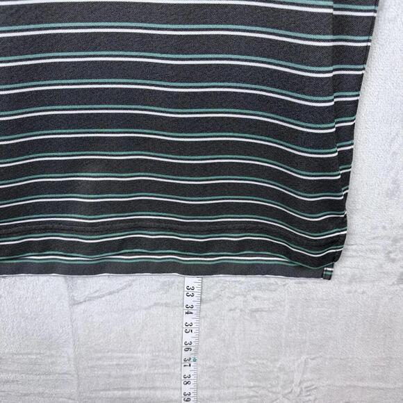 FJ FootJoy Striped Golf Polo Shirt Men Size M Gray Green Performance Polyester - Picture 9 of 9